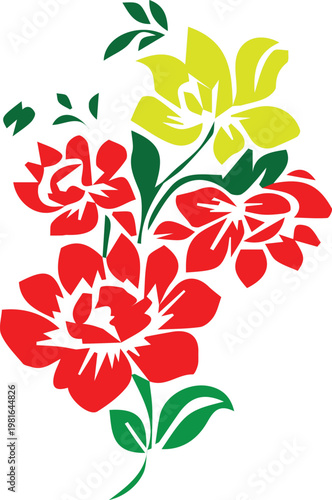 Vibrant Floral Vector: A captivating vector illustration showcasing an array of colorful flowers, meticulously crafted to bring joy and beauty to any design.
