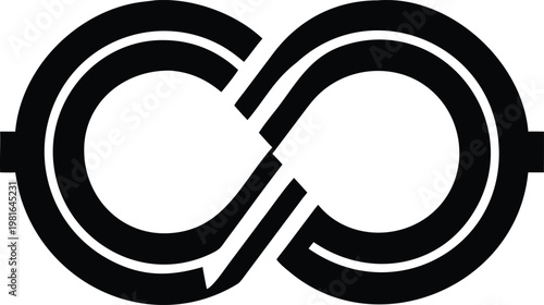 Black infinity symbol with arrows on white background sign