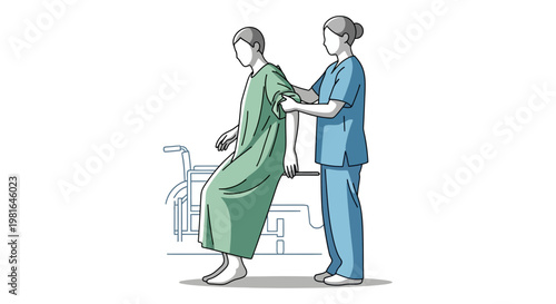 Nurse assisting patient to stand from wheelchair, healthcare support, medical care