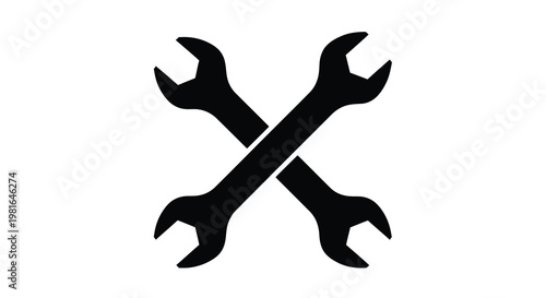 Two black wrenches crossed in an x shape against a white background