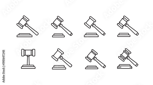 Gavel Icons Set Legal Auction Judge Hammer Symbol Collection Law Justice Symbol