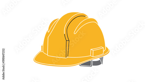 Yellow construction hard hat icon isolated on white background for industrial safety gear.