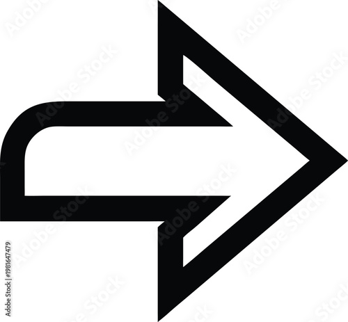 Black arrow pointing to the right with a curved tail