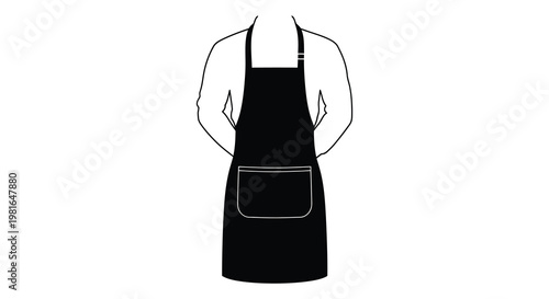 Black apron worn by a person front view simple graphic design silhouette