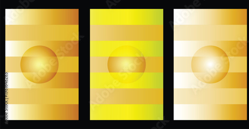 Abstract gradient composition three panels of golden and yellow hues