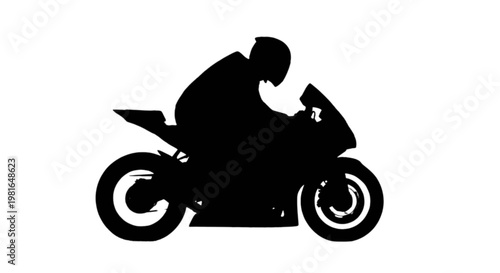 A person riding a motorcycle isolated on transparent background, Vector