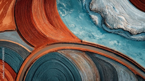 Striking Aerial View of Cultivated Land with Distinct Color Palette and Textural Details