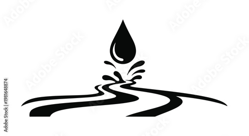 Water drop falling into a liquid surface creates a dynamic ripple effect that symbolizes natural purity, environmental conservation, and the fundamental importance of clean hydration resources.