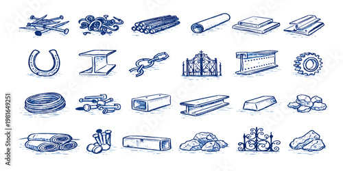 Set of hand drawn arrows and transportation icons including car, bus, plane, and ship vector illustrations for travel and vehicle traffic sign design