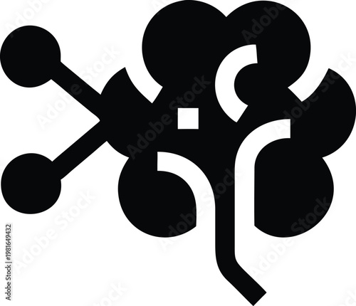 Black and white brain with a syringe symbol