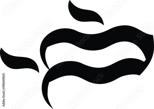 Black abstract wave on white background flat simple