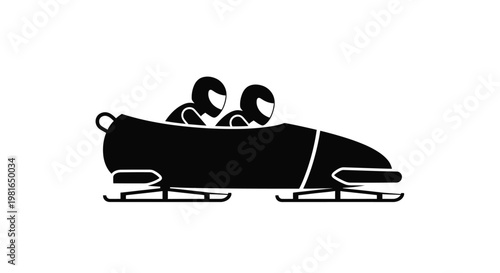 Iconic silhouette illustration of a two-person bobsled team competing in a thrilling winter sports event.