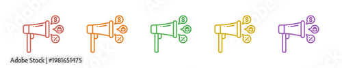 Promotion Icon Set Multiple Style Collection. Vector Illustration Concept Designed In Line Colorful Style