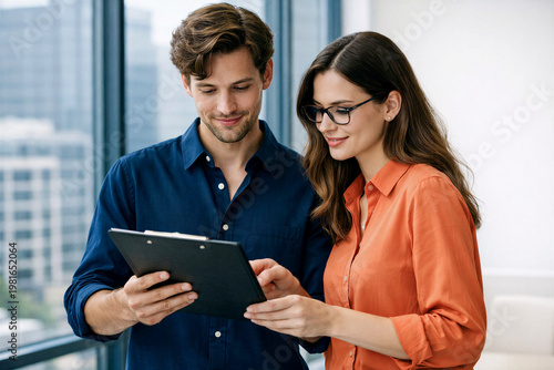 young couple using digital tablet