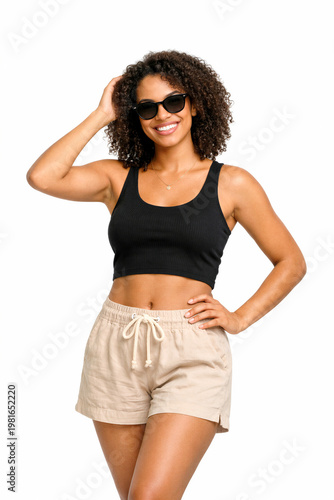 fashion model posing on white