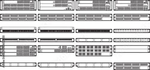 Data server illustration: a detailed view of a rack of interconnected servers, embodying the backbone of modern data management and network infrastructure.