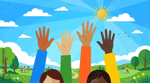 People of diverse backgrounds unite on a National Day of Prayer outdoors