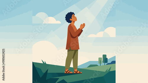 A man participates in National Day of Prayer on a hill