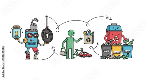 Robot recycling electronic waste materials.