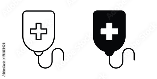 Schilderij op canvas Chemotherapy icon pack flat black, Editable line icons