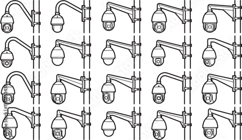 Illustration of Surveillance Cameras: Capturing the essence of modern security, this illustration features an array of surveillance cameras, each a symbol of vigilance and protection.