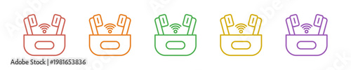 Wireless Earbuds Icon Set Multiple Style Collection. Vector Illustration Concept Designed In Line Colorful Style