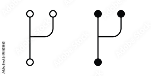 Code branch icon pack flat black, Editable line icons