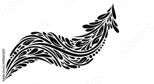 Arrow shape composed of intricate floral patterns illustrates forward momentum, continuous growth, and creative progress in artistic design projects needing a sophisticated organic visual flow.