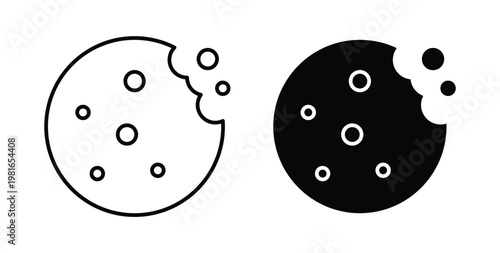Cookie icon pack flat black, Editable line icons