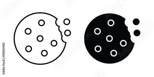 Cookie icon pack flat black, Editable line icons