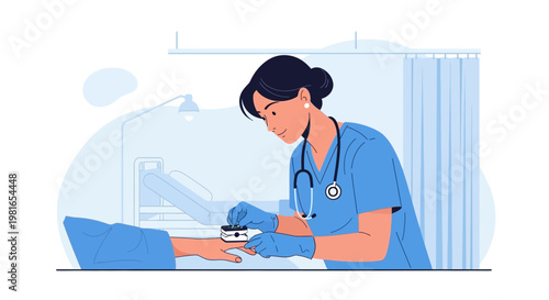 Nurse checking patient's oxygen saturation with pulse oximeter in hospital room