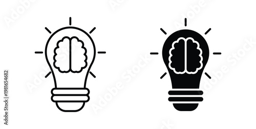 Creative idea icon pack flat black, Editable line icons