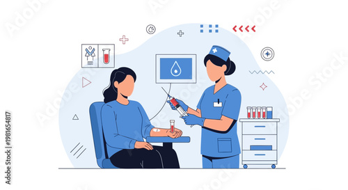 Nurse Drawing Blood Sample from Patient in Medical Clinic for Blood Test