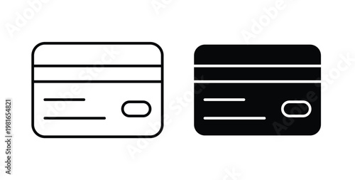 Credit card icon pack flat black, Editable line icons