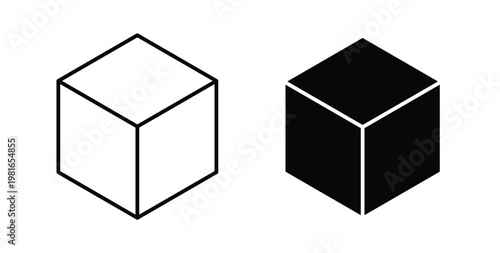 Cube icon pack flat black, Editable line icons
