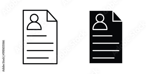 CV icon pack flat black, Editable line icons