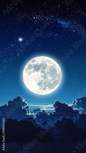 A serene nighttime scene with a large moon shining brightly (1)