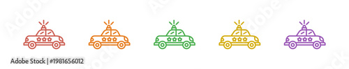 Patrol Vehicle Icon Set Multiple Style Collection. Vector Illustration Concept Designed In Line Colorful Style