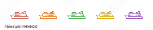 Cruise Icon Set Multiple Style Collection. Vector Illustration Concept Designed In Line Colorful Style