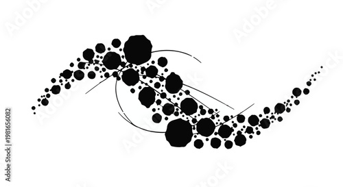 Abstract wave composition formed by numerous dark circles captures the essence of fluid motion and dynamic energy, suitable for artistic backdrops or creative modern graphic projects.