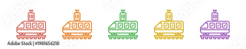 Tourist Train Icon Set Multiple Style Collection. Vector Illustration Concept Designed In Line Colorful Style