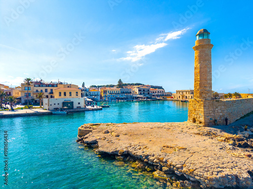 Rethimno city with the fortress of Fortezza, Crete, Greece.