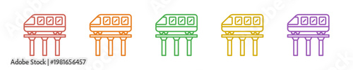 Skytrain Icon Set Multiple Style Collection. Vector Illustration Concept Designed In Line Colorful Style
