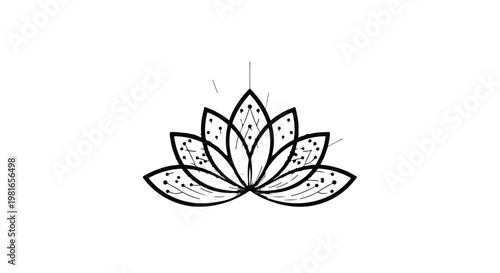 Lotus flower motif represents spiritual awakening and enlightenment through minimalist line art that serves as a beautiful aesthetic element for modern wellness and yoga studio branding.