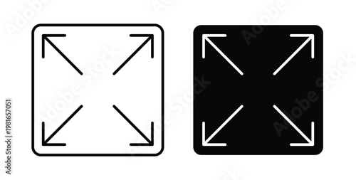 Expand icon pack flat black, Editable line icons