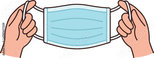 Wear a mask character illustration, hygiene safety sign PNG