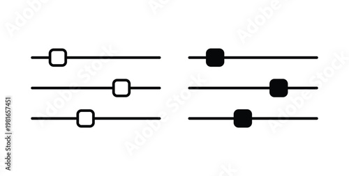 Filter Control icon pack flat black, Editable line icons