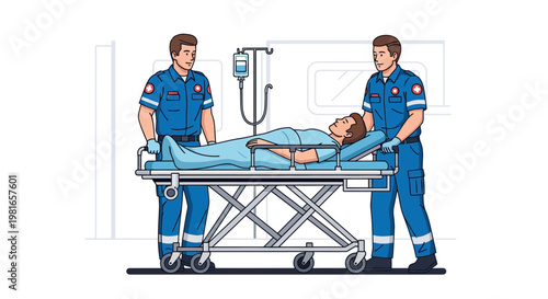 Paramedics Transporting Patient on Stretcher to Hospital