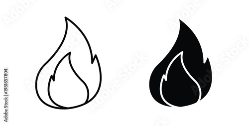 Flame icon pack flat black, Editable line icons