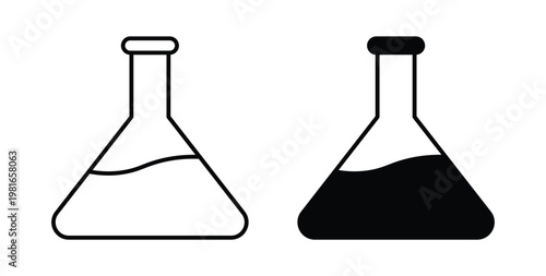 Flask icon pack flat black, Editable line icons